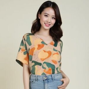 Jodifl Oversized Space Age Sputnik Colorful Top - S‎
